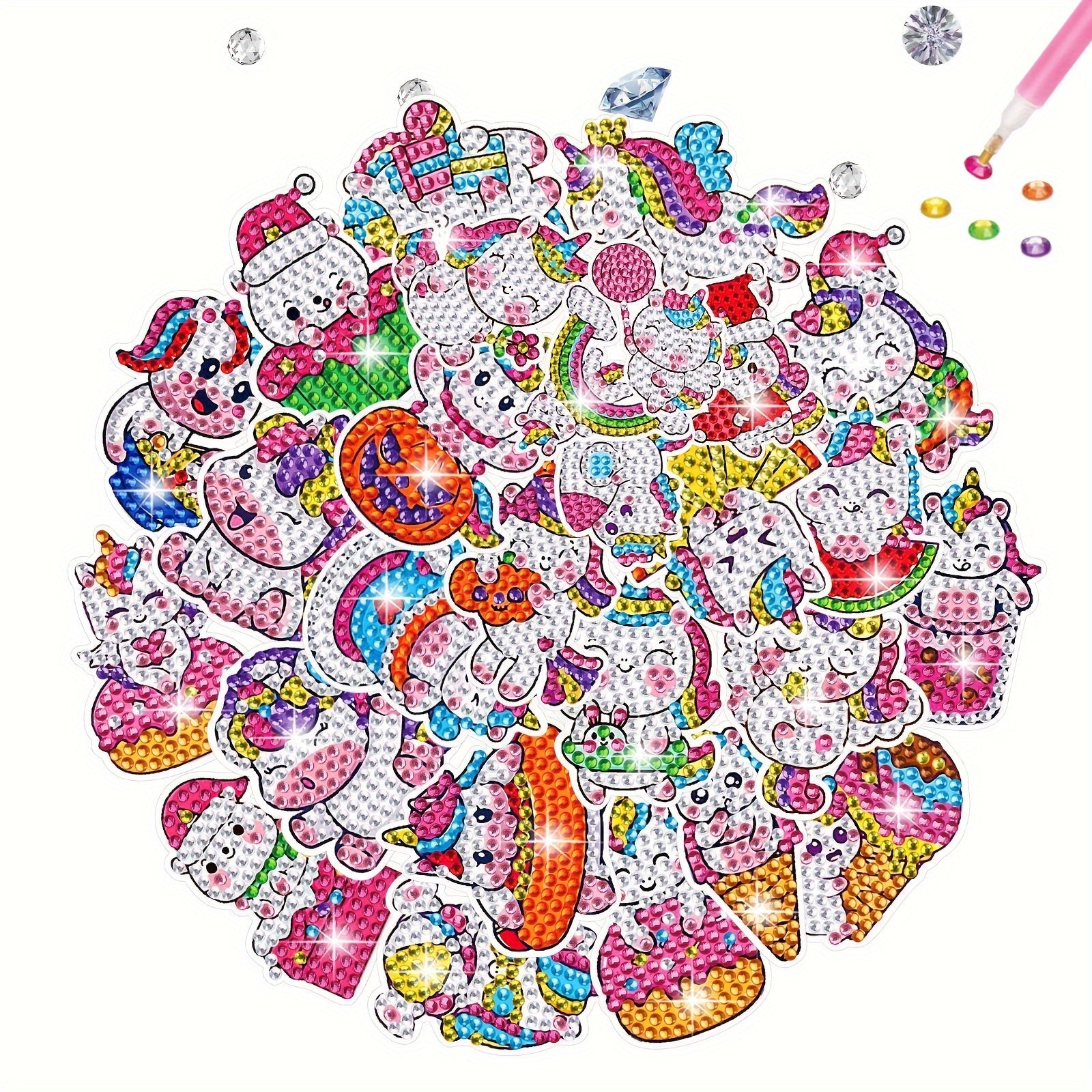 36pcs DIY Diamond Painting Stickers Handcraft Cartoon Unicorn Rhinestone