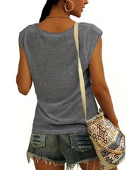 Letter Graphic Tank Top For Women Summer V Neck Sports Casual Tank Top