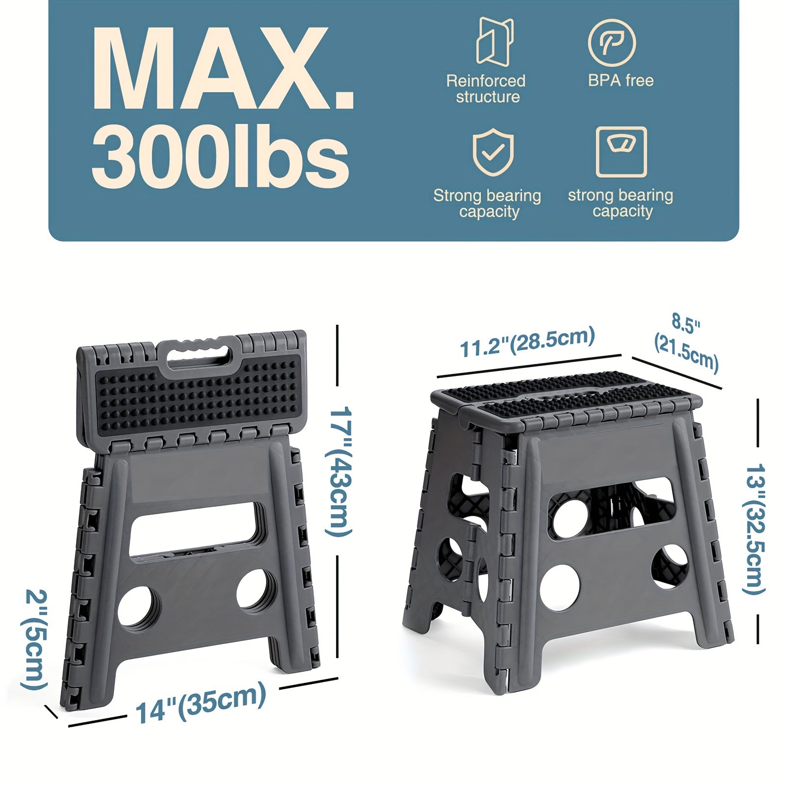 1pc Folding Step Stool Holds Up To 136 KG