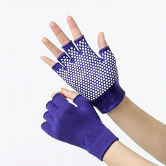 Yoga Half Finger Gloves Non slip Solid Fingerless Gloves for Training Cycling