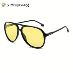 VIVIENFANG Retro Polaroid Pilot Sunglasses Night Vision Lenses VF220