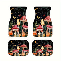 4pcs Horror Skull Car Floor Mats Water Absorbent Non-slip Stain Resistant Mats