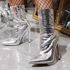 Women's Stiletto Heeled Boots Pointed Toe Short Boots Party High Heeled Boots