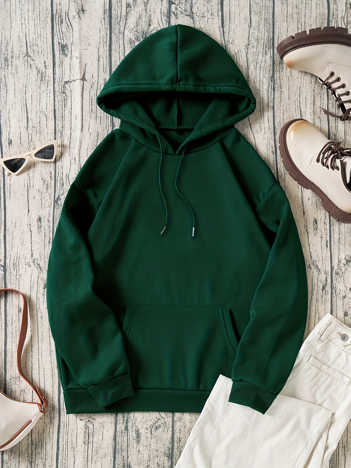 Casual Sports Hooded Sweatshirt Front Pocket Drawstring Hoodie Women's