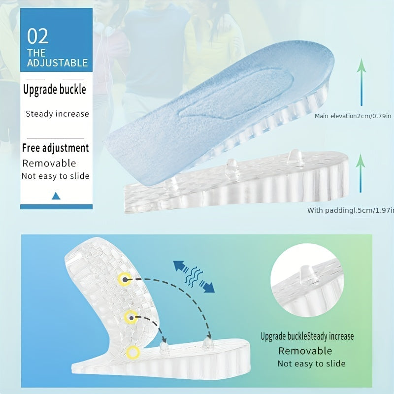 Invisible Height Increase Insoles For Women Men Half Insole 3 Layer Air Up Lifts