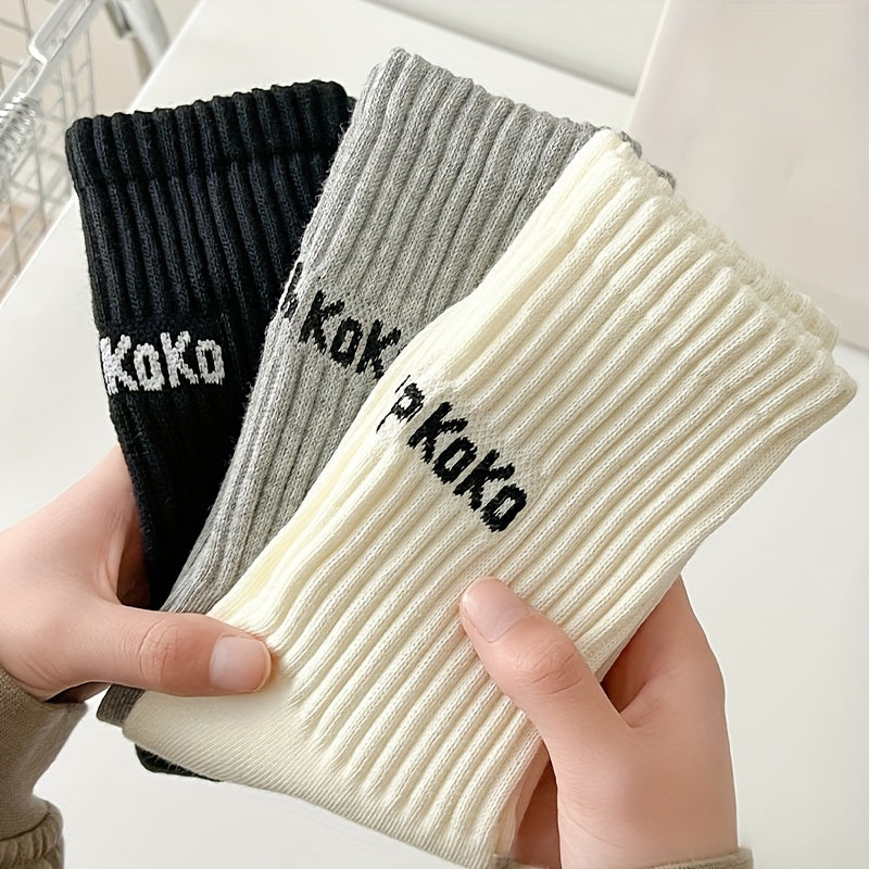 4 Pairs Letter Print Socks Breathable Stockings Women's Hosiery