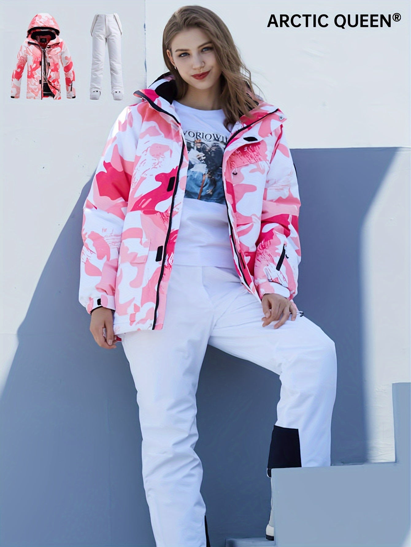 Women's Camouflage Waterproof Jacket with Detachable Hood