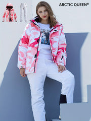 Women's Camouflage Waterproof Jacket with Detachable Hood