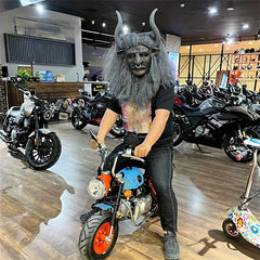Goat Horned Long Hair Bull Demon Latex Mask Halloween Role Play