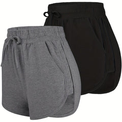Women's Drawstring Yoga Shorts for Summer Fitness and Athleisure