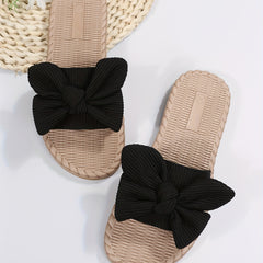 Women's Bowknot Slide Sandals Open Toe Flat Shoes