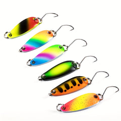 6pcs Sparkling Spoon Lure 2 1 1inch 3g Trout Fishing Single Hook Tackle