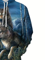 Wolves 3D Print Hoodie Men Graphic Hooded Pullover Autumn Winter
