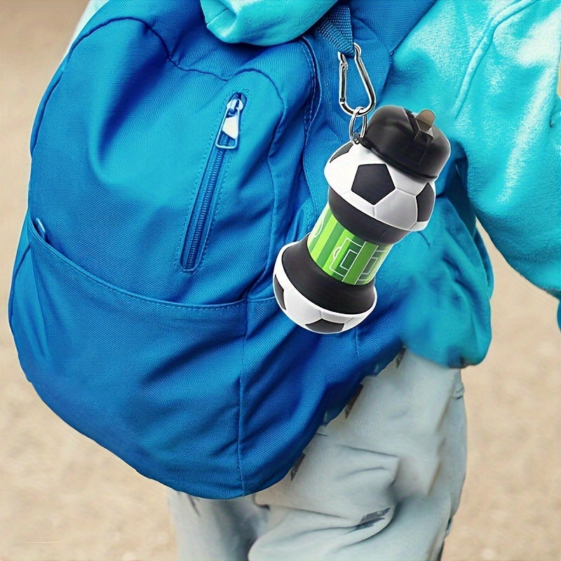 550ml Foldable Football Water Bottle Straw Leakproof Outdoor Fitness Travel