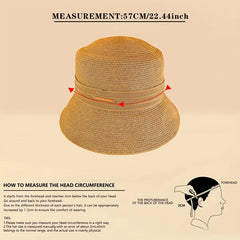 Straw Bucket Hat Breathable Sunshade Outdoor Summer Travel Beach Hats