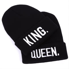 1pc KING QUEEN Thermal Knit Cap Beanie Hat