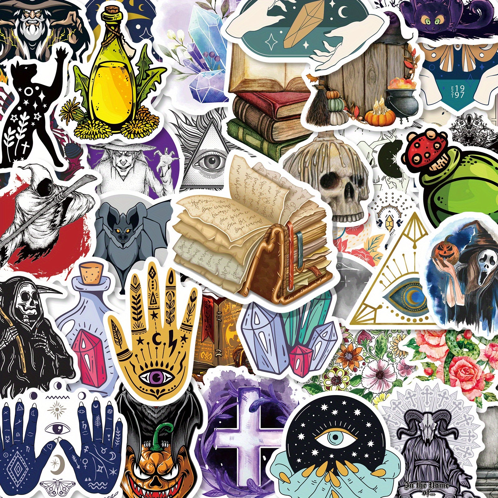 50pcs Witch Magic Stickers for DIY Notebook Journal Decor