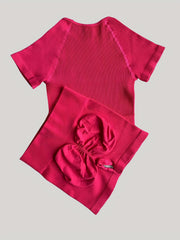 Ribbed Yoga Suits Crop Sports Top & High Waist Running Shorts