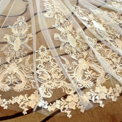 Ivory Bridal Cathedral Wedding Veil Lace Embroidery With Comb
