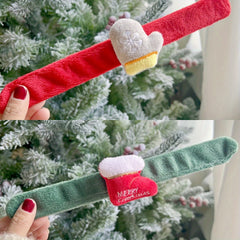 2 Pcs Christmas Snap Bracelet with Charm Plush Tree Glove Socks Wristband