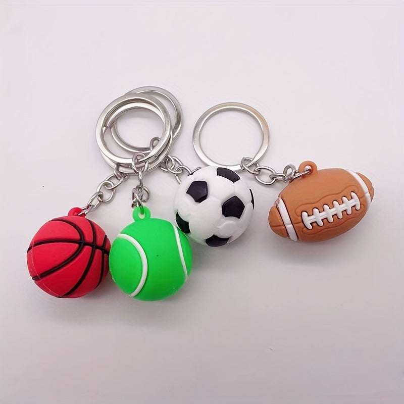 Kids Sports Keychain Set Football Soccer Basketball Tennis Creative Cartoon Gift