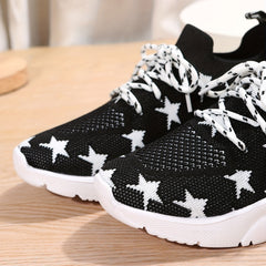 Women's Star Pattern Woven Running Shoes Lightweight Sneakers