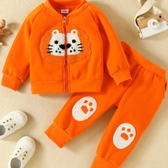 Lion Embroidered Sweatshirt & Trousers Set for Kids