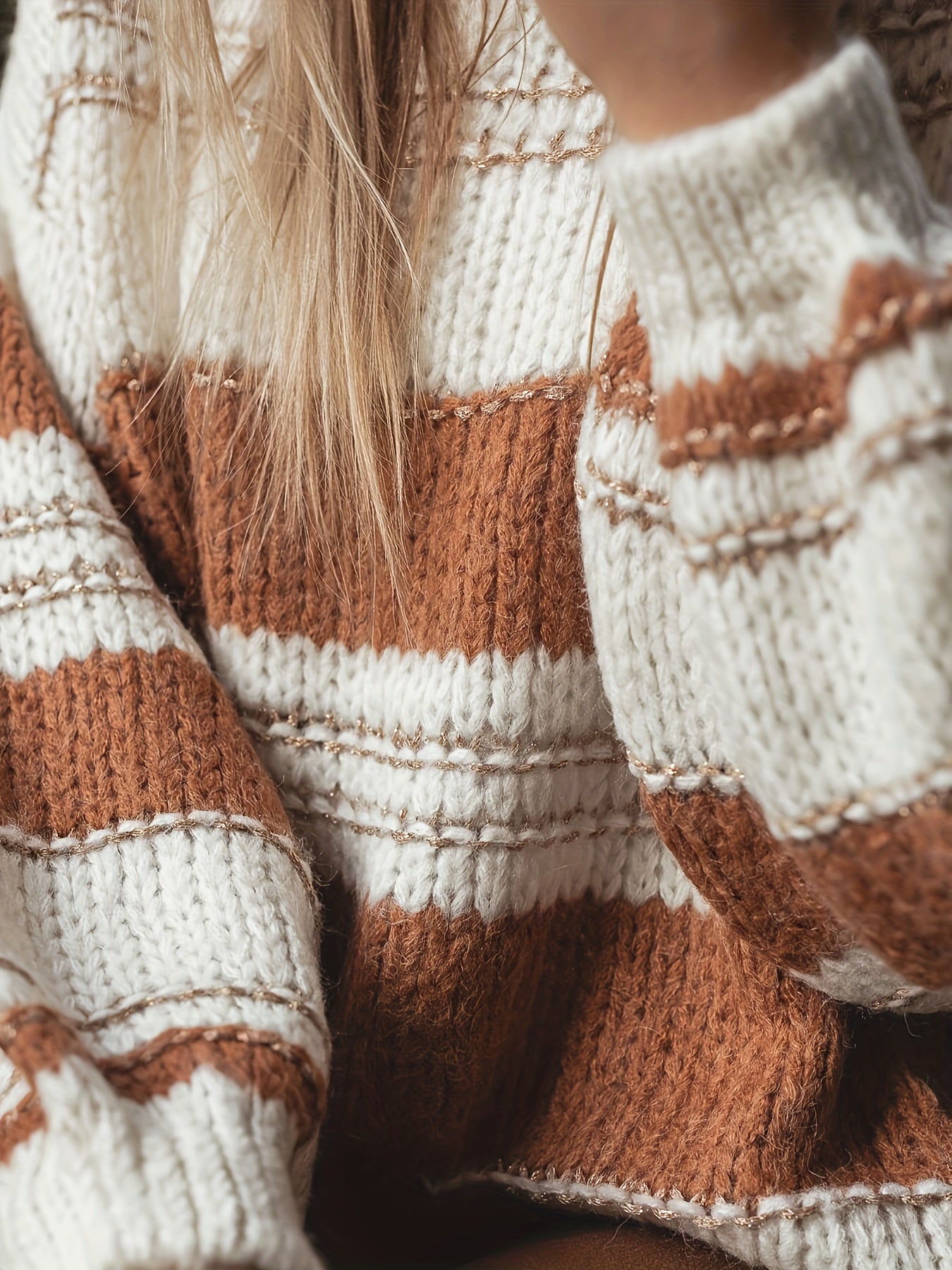 Striped Knitted Long Sleeve Pullover Jumper