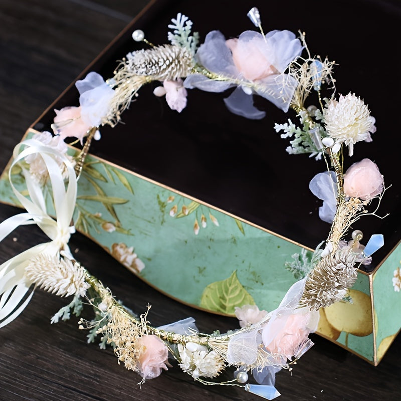 Flower Leaf Bridal Headband Tiara For Women Bride Party Wedding