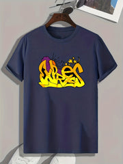 Men's Creative Letters Graphic Tee for Summer