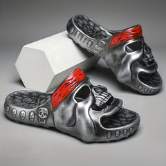 Men's Skull Slides Non Slip Slippers Open Toe Shoes Indoor Outdoor