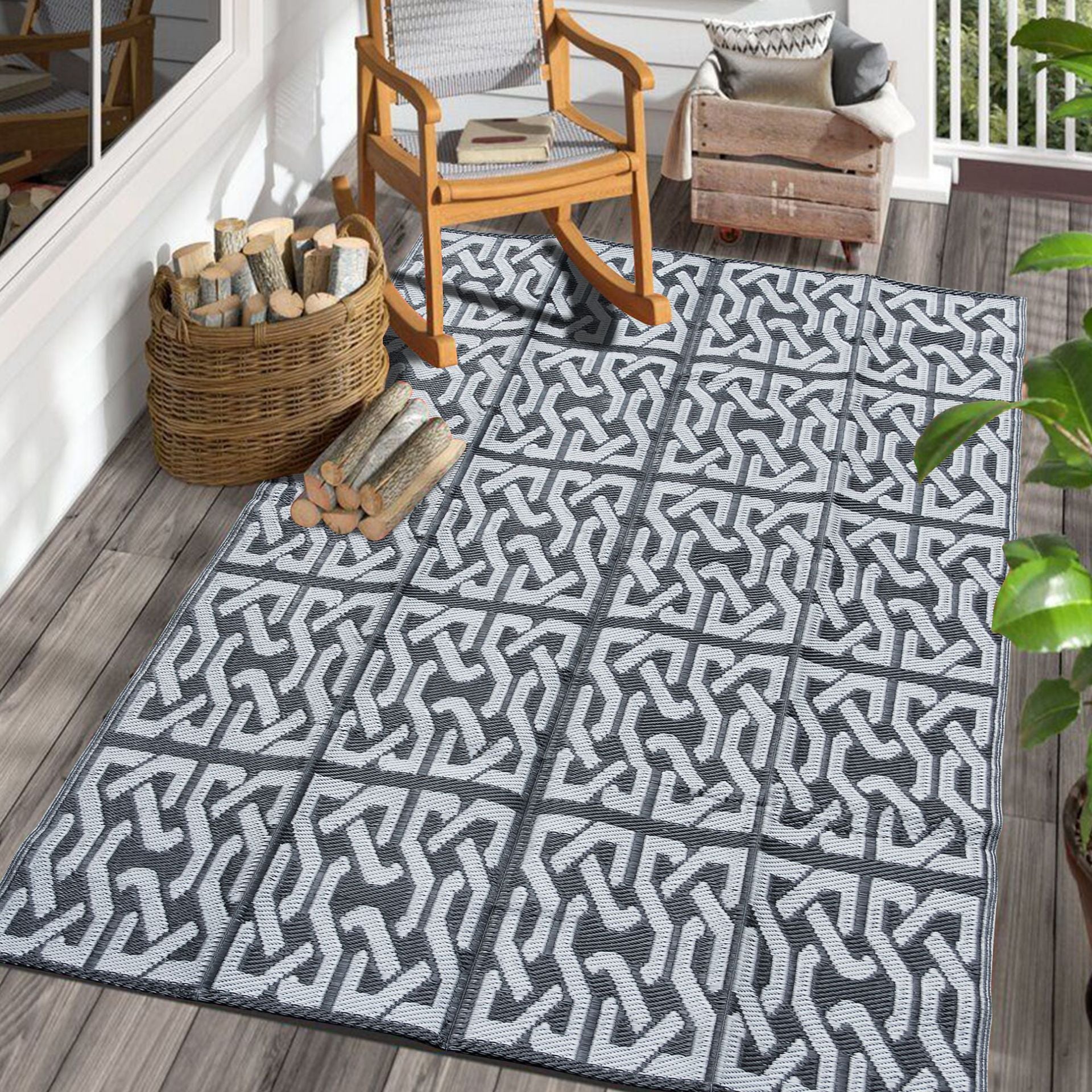 Outdoor Straw Rug Reversible Waterproof Patio Mats Porch Campers