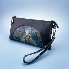 Vintage Floral Leather Lady Clutch Bag Handbag