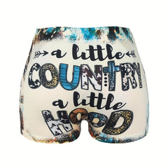 HOOD & Graphic Print Skinny Shorts