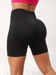 Hip Lifting Yoga Shorts Wide Waistband Workout Biker Shorts Women's Activewear