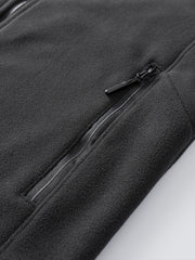 Men's Solid Fleece Jacket Zip Up Long Sleeve Top