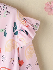 Girls Butterfly Print Ruffle Princess Dress Long Sleeve Holiday Party Outfit