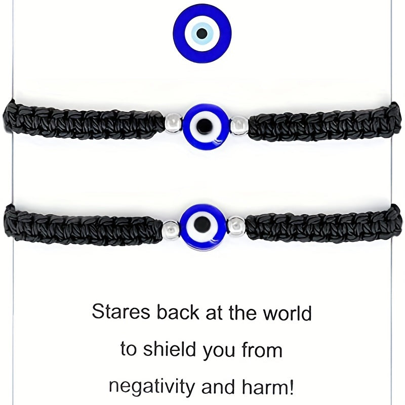 Evil Eye Adjustable Braided Bracelet for Girls Boys Teens