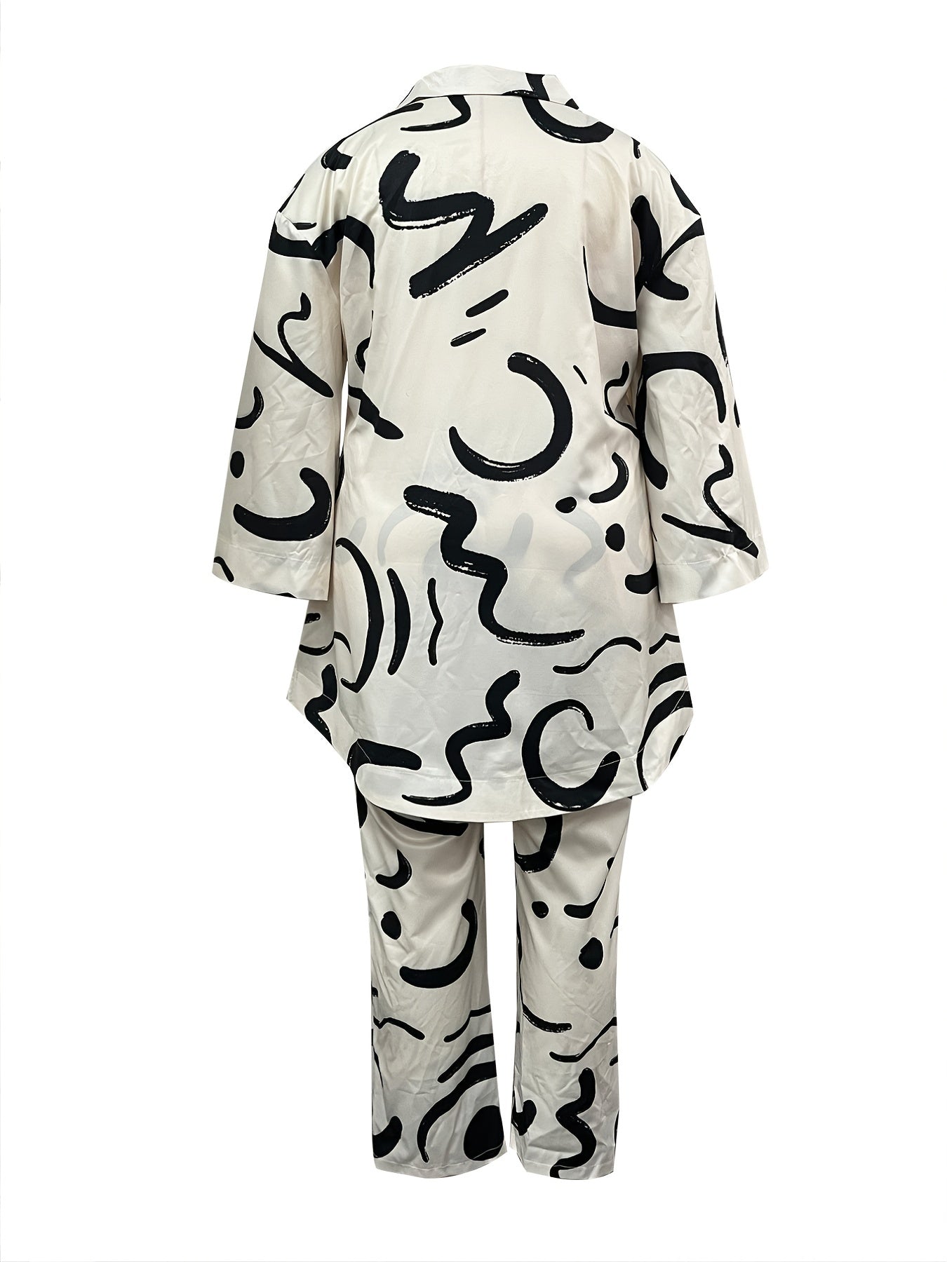 Women's Plus Graffiti Print Top & Pants Outfit Set