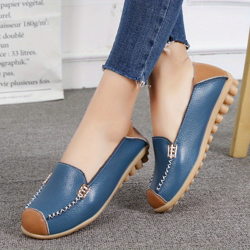 Women's Slip On Flat Loafers Colorblock Non Slip Shoes