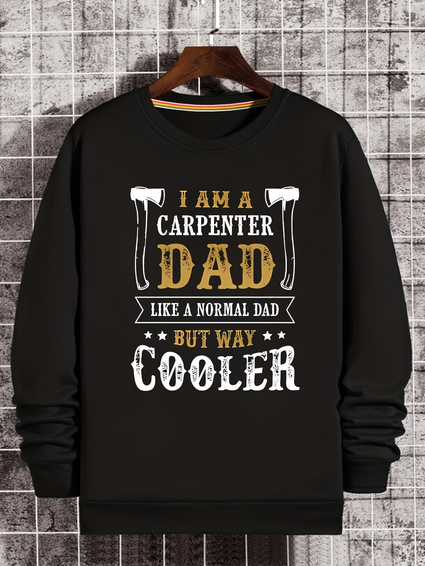 Funny Slogan Print Sweatshirt Men's Casual Graphic Crew Neck Pullover Sweatshirt