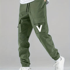 V Cargo Pants Men's Loose Casual Outdoor Work Streetwear Hip Pop Style