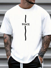 Peace Print Men's Graphic Crew Neck T shirt Casual Comfy Tees Tshirts For Summer