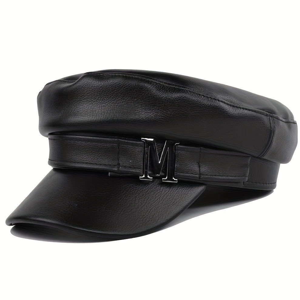 M Decor PU Beret Classic Solid Adjustable Newsboy Cap Captain Hat
