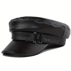 M Decor PU Beret Classic Solid Adjustable Newsboy Cap Captain Hat