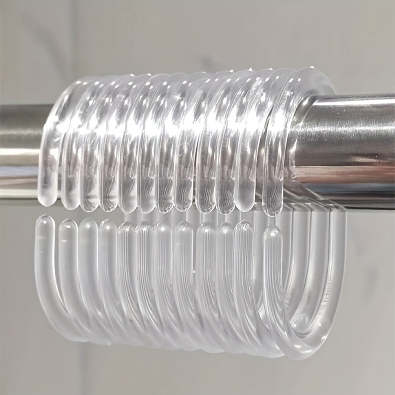 12pcs Transparent Bath Rings for Shower Curtain Rod Hanging