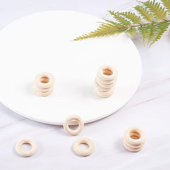 50pcs 20mm Mini Natural Wooden Rings for Macrame Jewelry Making