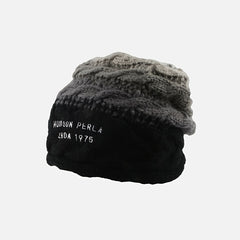Gradient Layered Beanie Hat Winter Warm Woolen Earmuffs Knitted Hat
