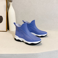 Women's Short Rain Boots Waterproof Slip On Shoes Non-slip Outdoor Work Shoes