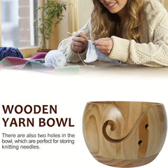 Wooden Yarn Storage Bowl Knitting Organizer Crochet Kit Mother's Gift